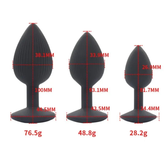 Vertical Striated Anal Plug - Black