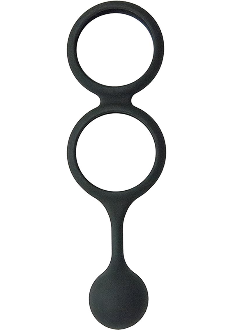 Scrotum Ring with Weighted Ball Banger Silicone Cock Ring - Black