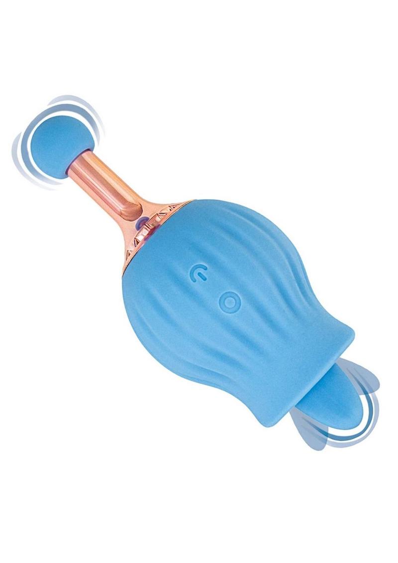 Rose Bud Rechargeable Silicone Clitoral Stimulator - Blue