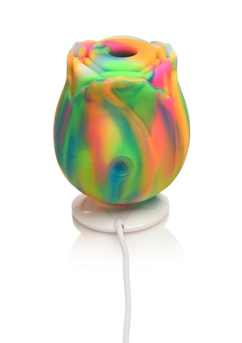 Glow Rose Rechargeable Silicone Glow-in-the-Dark Rose Clit Stimulator - Multicolor