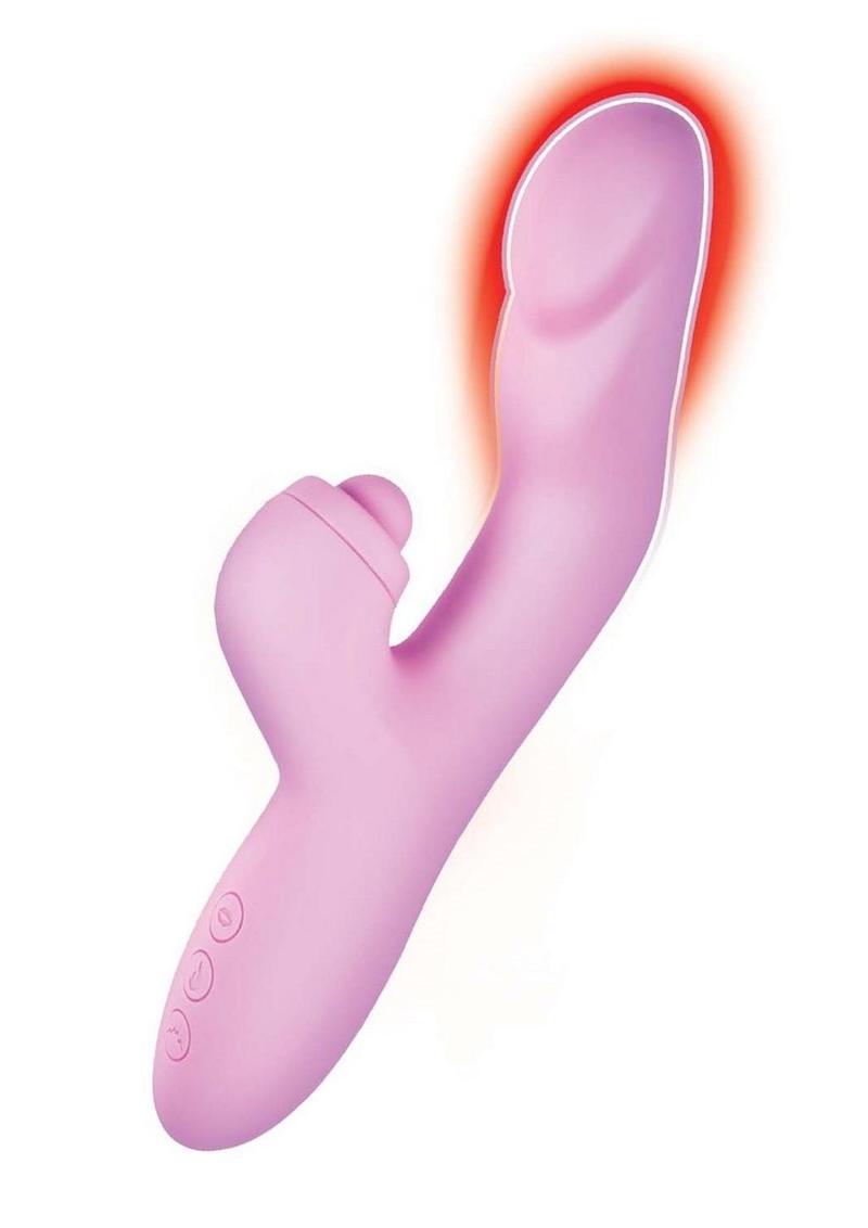 Heat Up Rechargeable Silicone Tapping Rabbit Vibrator - Lavender
