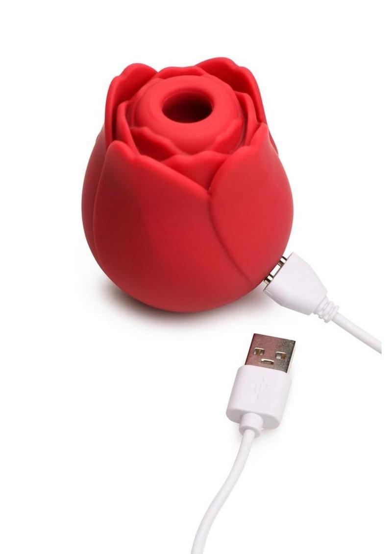 Cyber Rose Sucking & Vibrating Digital Rechargeable Silicone Clitoral Stimulator - Red
