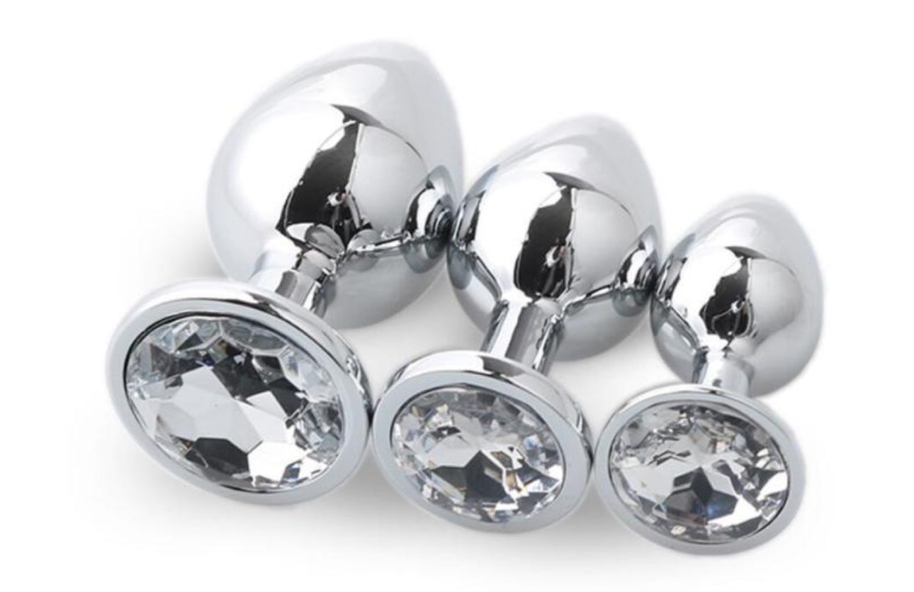 Anal Plug Stainless Steel Metal Butt Plug (S) White