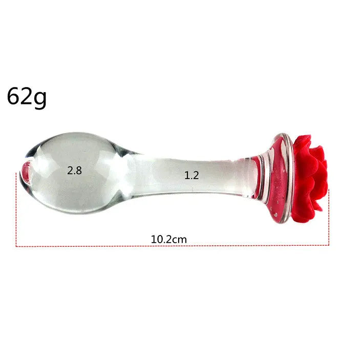 Rose Glass Anal Plug - Model C