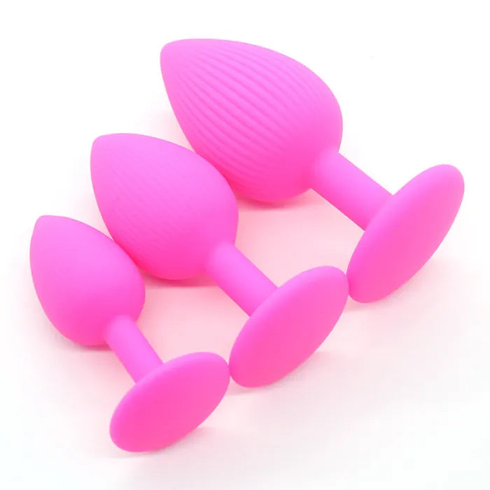 Vertical Striated Anal Plug - Pink