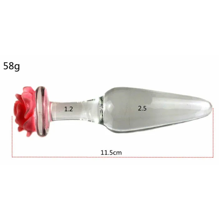 Rose Glass Anal Plug - Model B