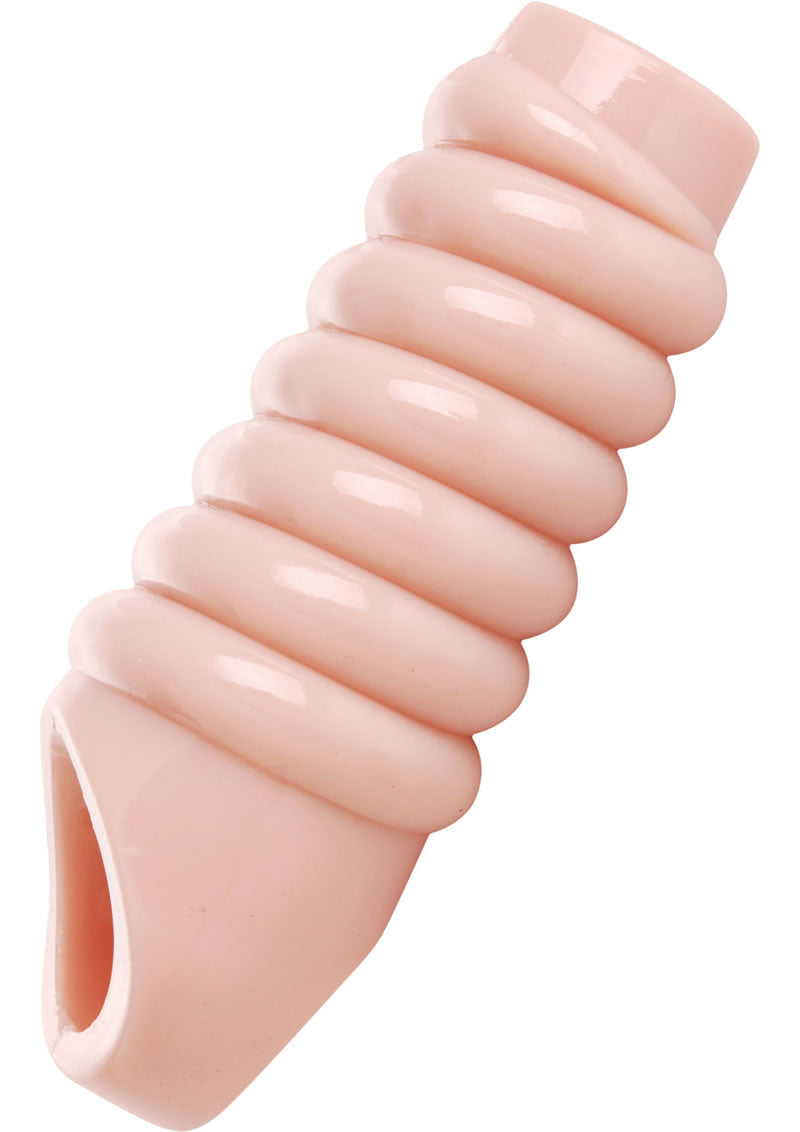 Dildos Really Ample Ribbed Penis Enhancer Sheath - Vanilla