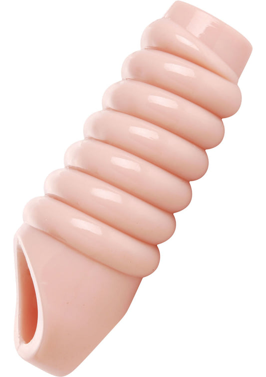 Dildos Really Ample Ribbed Penis Enhancer Sheath - Vanilla