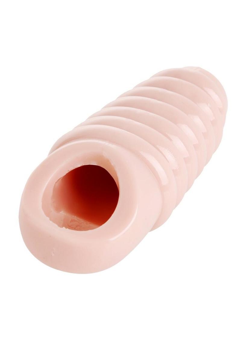 Dildos Really Ample Ribbed Penis Enhancer Sheath - Vanilla