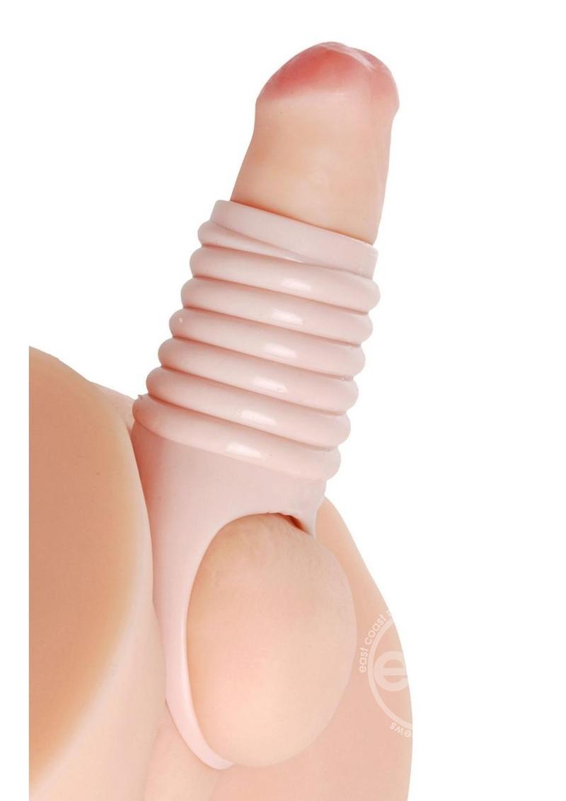 Dildos Really Ample Ribbed Penis Enhancer Sheath - Vanilla