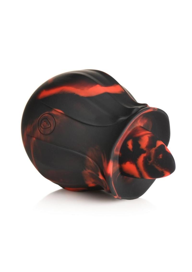 Black Kiss Rimming Rose Rechargeable Silicone Clitoral Vibrator - Black/Red