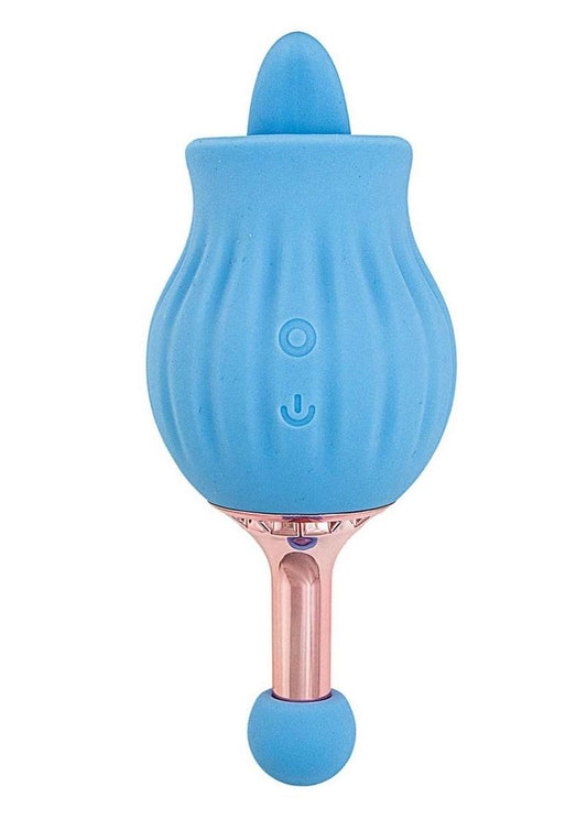 Rose Bud Rechargeable Silicone Clitoral Stimulator - Blue
