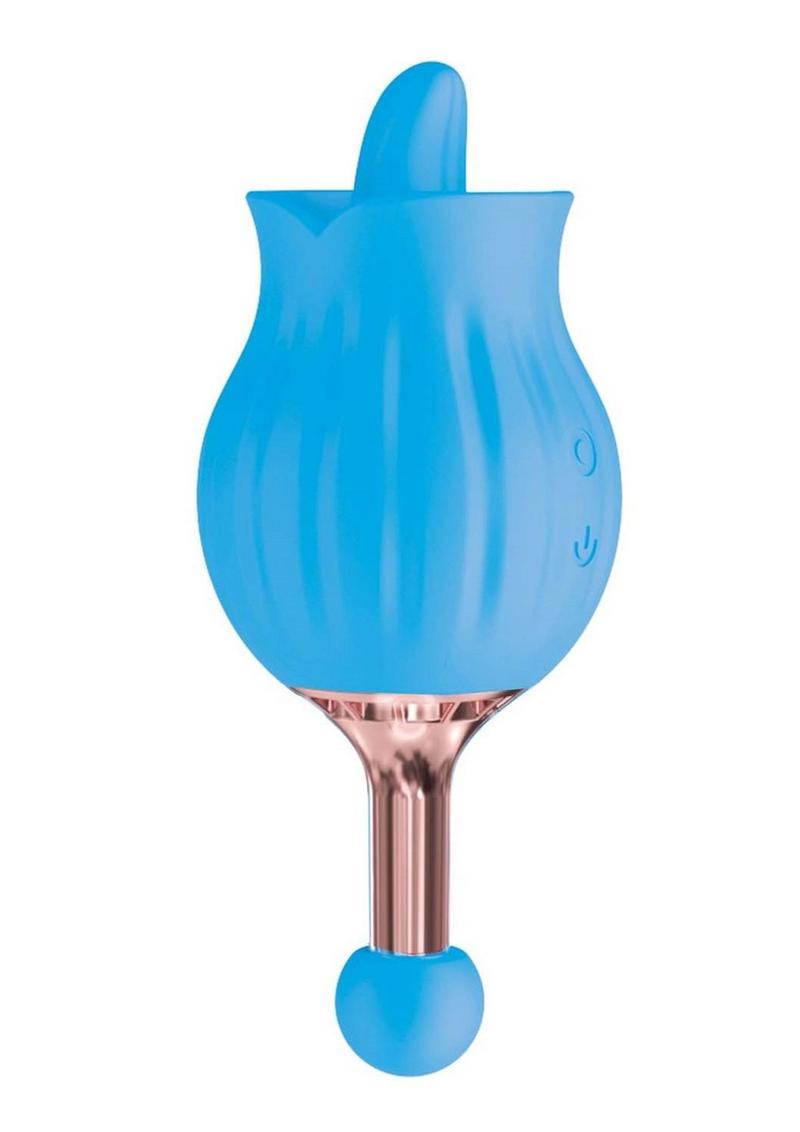 Rose Bud Rechargeable Silicone Clitoral Stimulator - Blue