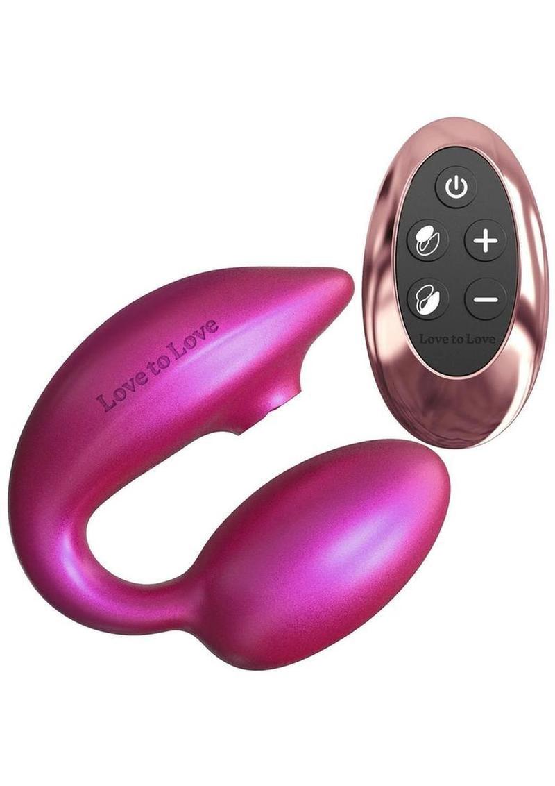 Wonderlover Rechargeable Silicone Dual Vibrator with Remote Control - Iridescent Berry