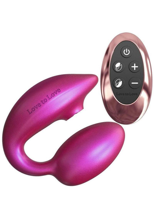 Wonderlover Rechargeable Silicone Dual Vibrator with Remote Control - Iridescent Berry