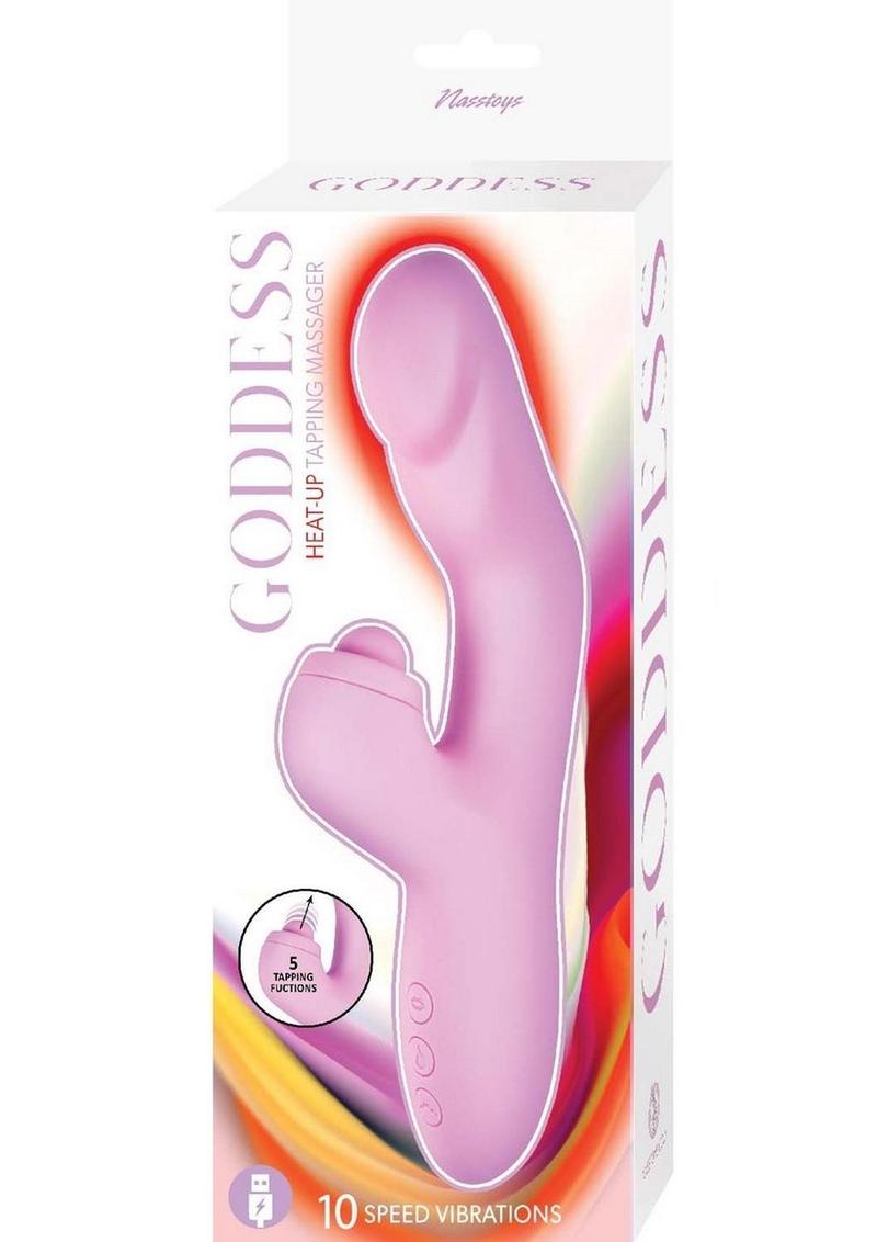 Heat Up Rechargeable Silicone Tapping Rabbit Vibrator - Lavender
