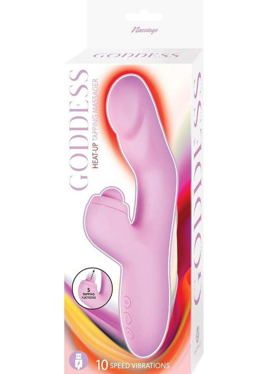 Heat Up Rechargeable Silicone Tapping Rabbit Vibrator - Lavender
