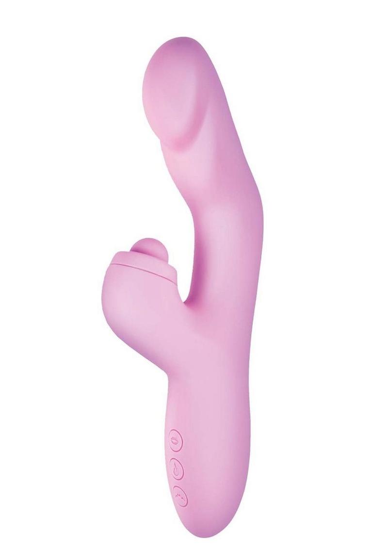 Heat Up Rechargeable Silicone Tapping Rabbit Vibrator - Lavender