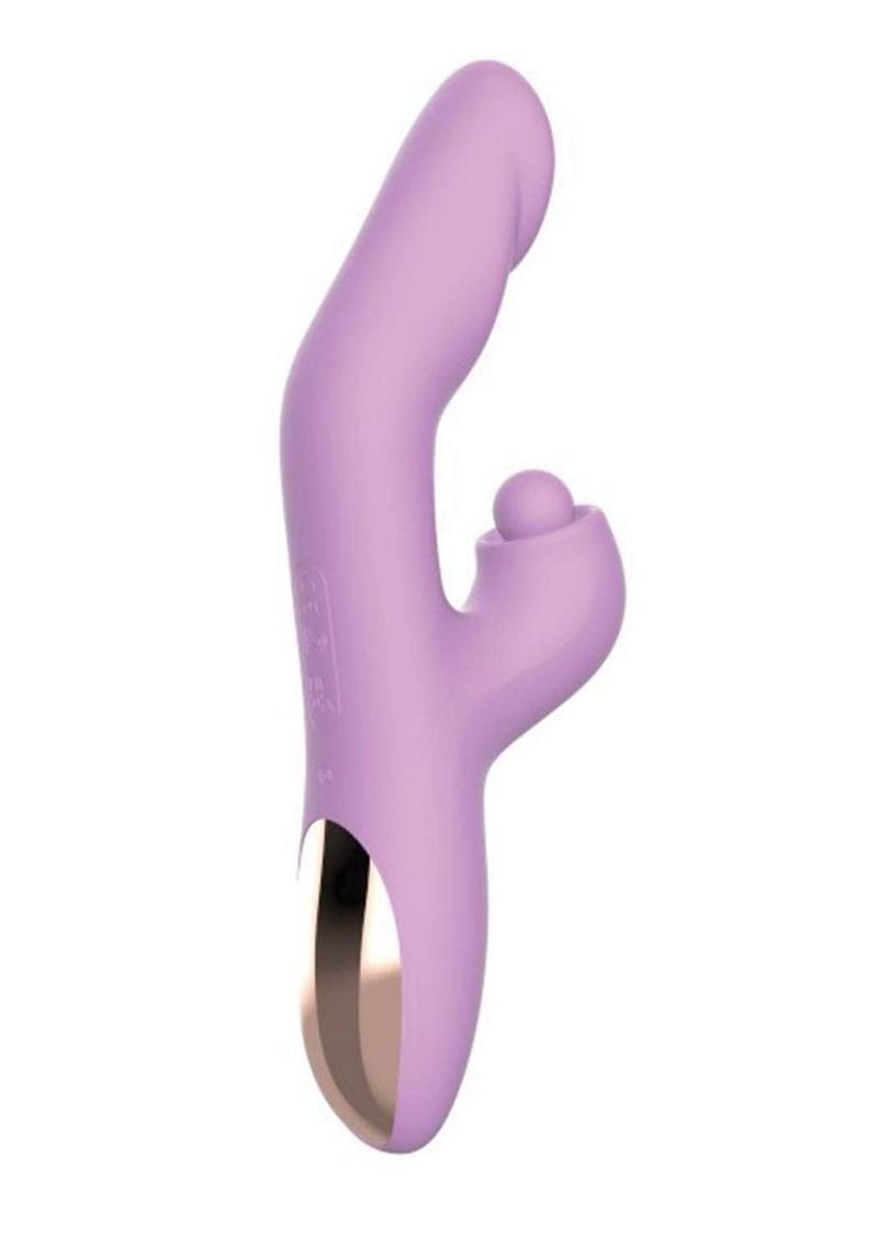 Heat Up Rechargeable Silicone Tapping Rabbit Vibrator - Lavender