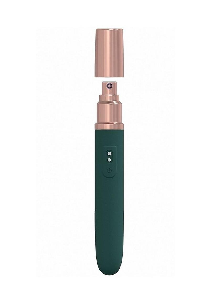 The Traveler Rechargeable 10 Speed Travel Vibrator - Green - Holds Lubricant