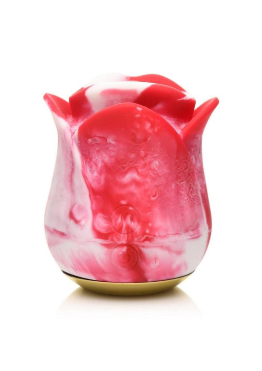 Sweet Kiss Kissing & Vibrating Rechargeable Silicone Clitoral Stimulator - Red/White Swirl