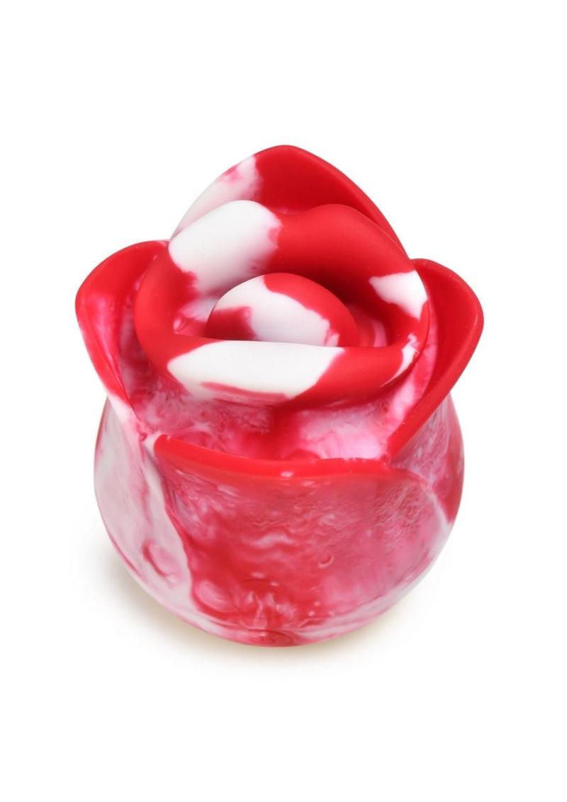 Sweet Kiss Kissing & Vibrating Rechargeable Silicone Clitoral Stimulator - Red/White Swirl