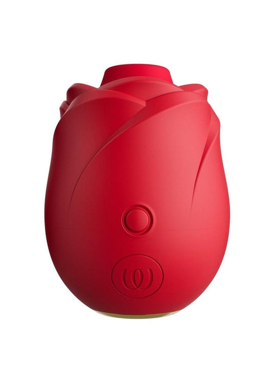 Rose Rechargeable Silicone Air Pulse Clitoral Vibrator - Red/Gold