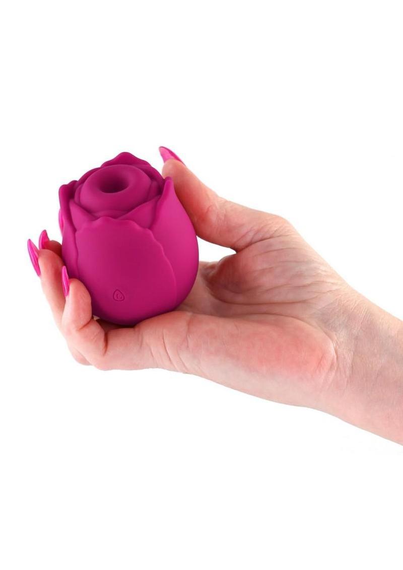 The Vibrating Rose Rechargeable Silicone Clitoral Stimulator - Red