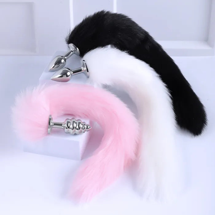 Fox Tail With Metal Anal Butt Plug