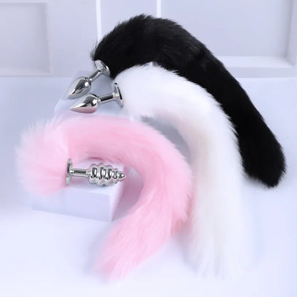 Fox Tail With Metal Anal Butt Plug