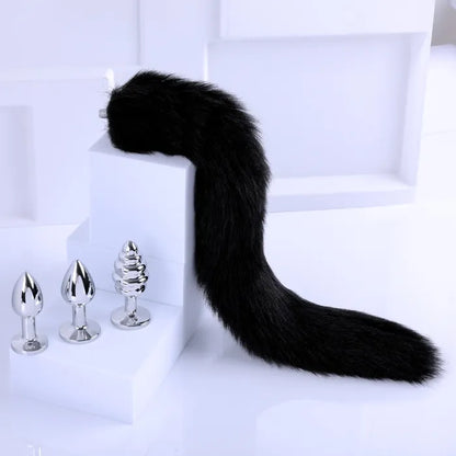 Fox Tail With Metal Anal Butt Plug